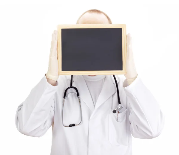 Doctor shows information on blackboard — Stock Photo, Image