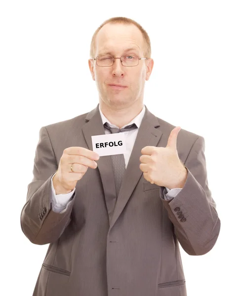 Business person showing visiting card — Stock Photo, Image