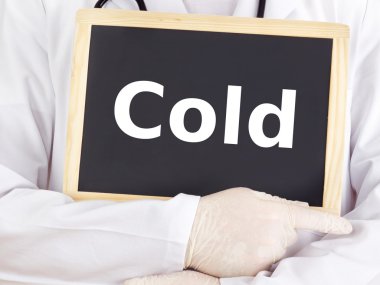 Doctor shows information on blackboard: cold clipart