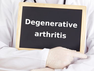 Doctor shows information: degenerative arthritis clipart