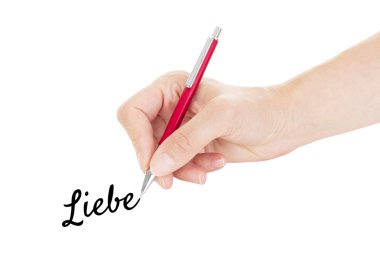 Beyaz arka plan üzerinde izole kalem ile el