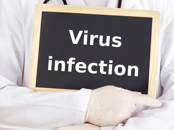 Doctor shows information: virus infection — Stock Photo, Image