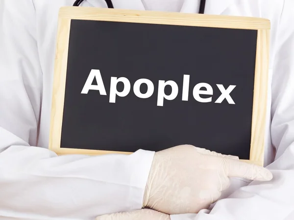 Doctor shows information on blackboard: apoplexy — Stock Photo, Image
