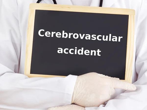 Doctor shows information: cerebrovascular accident — Stock Photo, Image