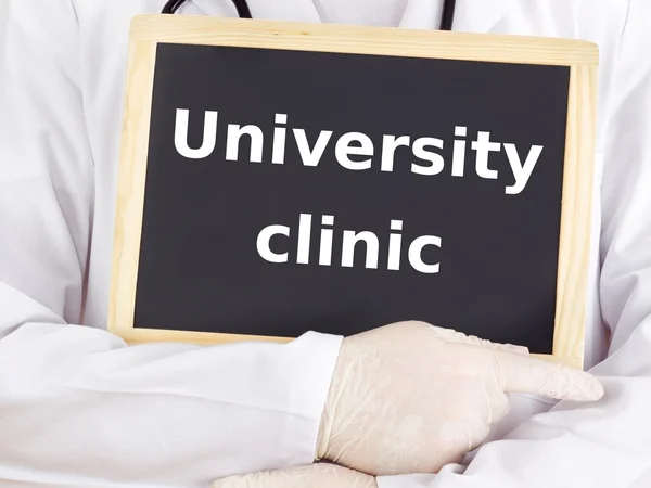 Arts toont informatie: kliniek van de Universiteit — Stockfoto