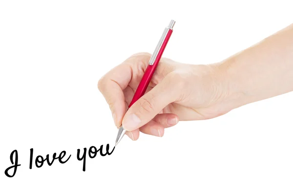 Hand mit Stift isoliert auf weißem Hintergrund — Stockfoto