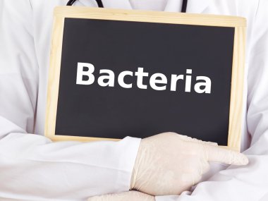 Doktor tahtaya bilgileri gösterir: bakteriler