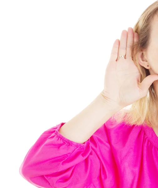 Vrouw luisteren naar iets — Stockfoto