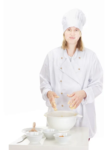 Woman baking cookies for Christmas — Stock Photo, Image