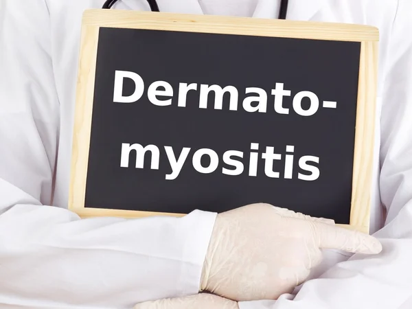 Doctor shows information: dermatomyositis — Stock Photo, Image