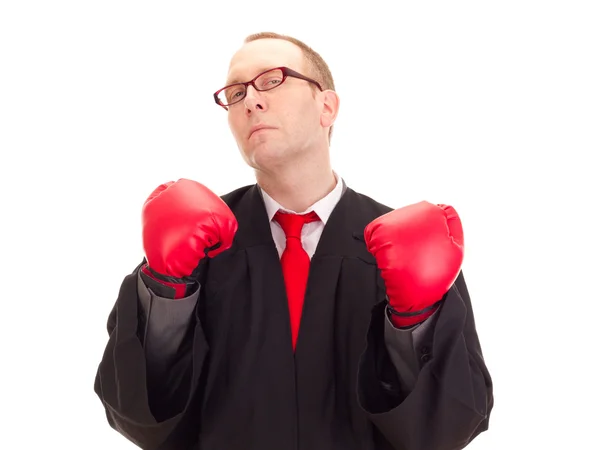 Anwalt mit Boxhandschuhen — Stockfoto