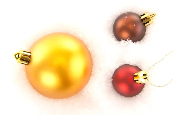 Christmas tree balls in snow — Stock Photo, Image