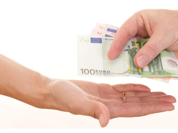 Jemandem Geld geben — Stockfoto