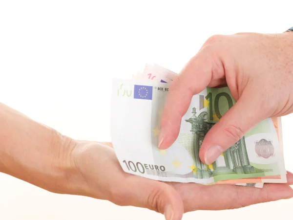 Iemand geven geld — Stockfoto