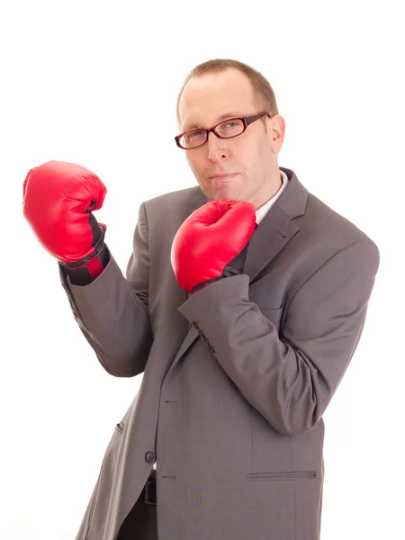Business person with boxing gloves — Stock Photo, Image
