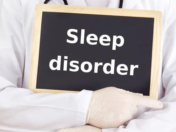 Doctor shows information: sleep disorder — Stock Photo, Image