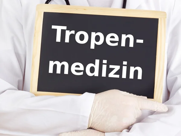 Doctor ukazuje informace: tropická medicína — Stock fotografie