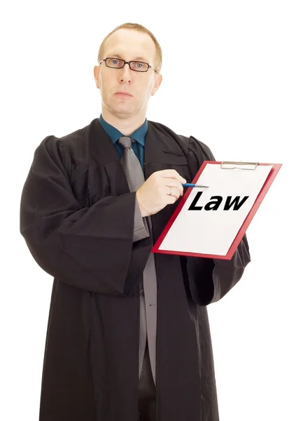 Lawyer showing something on clipboard — Stock Photo, Image