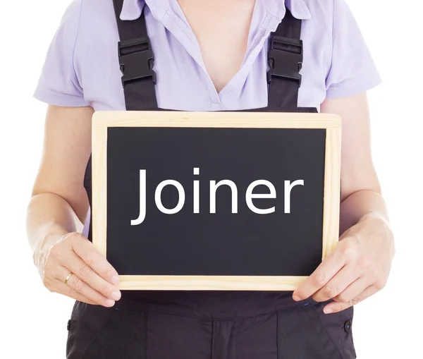Craftsperson with blackboard: joiner — Stock Photo, Image