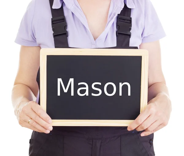 Craftsperson met schoolbord: mason — Stockfoto