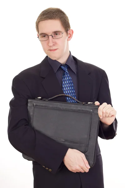 Giovane uomo d'affari con valigetta Foto Stock