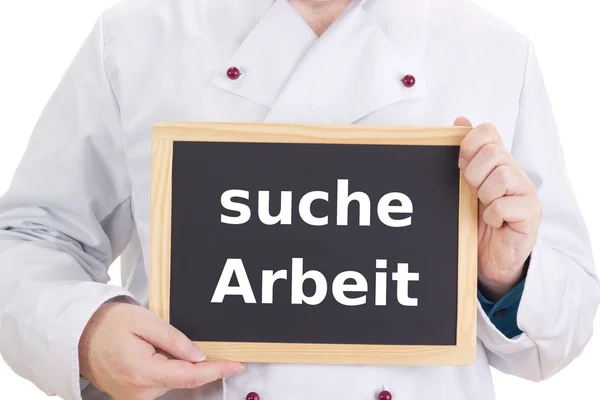 Koch mit Tafel: Arbeit suchen — Stockfoto