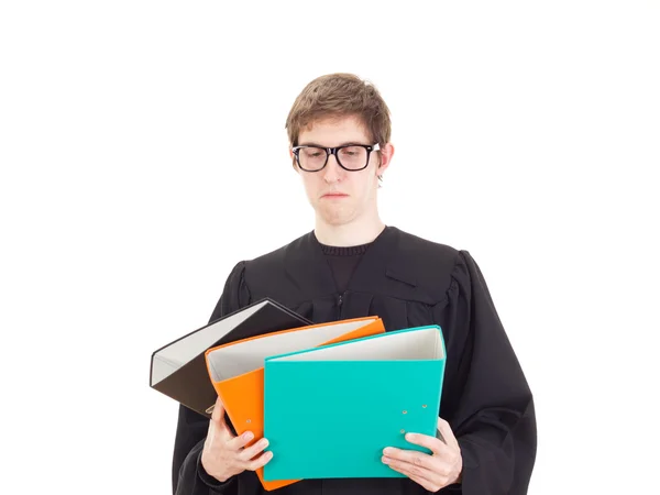 Junge Rechtsanwältin mit viel Arbeit — Stockfoto