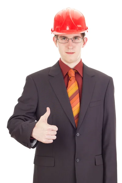 Young businessman with hard hat — Stock Photo, Image