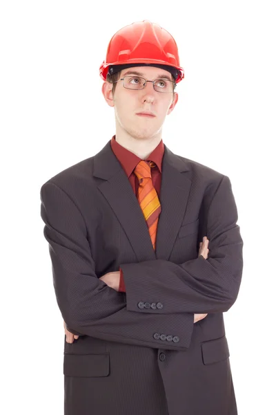 Young businessman with hard hat — Stock Photo, Image