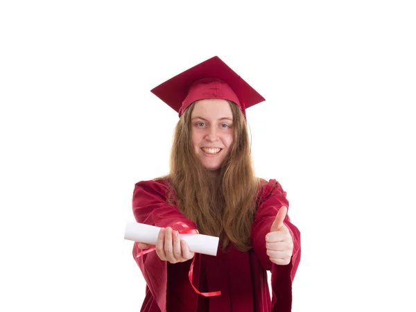 Studente donna con diploma — Foto Stock