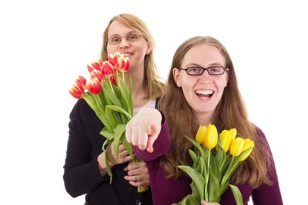 Ženy s tulipány — Stock fotografie