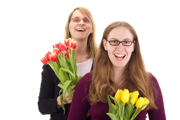 Women with tulips — Stock Photo, Image