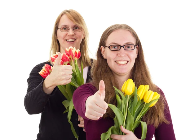 Mulheres com tulipas — Fotografia de Stock