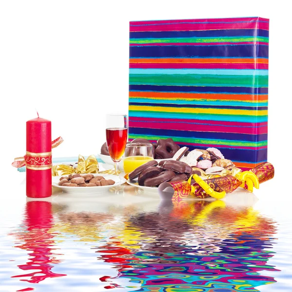 A decorated table for christmas eve — Stock Photo, Image