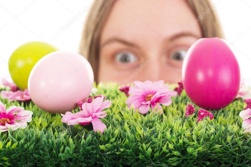 Girl finding some easter eggs