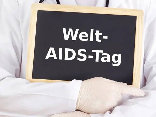 Quadro negro: Dia Mundial da SIDA: Língua alemã — Fotografia de Stock