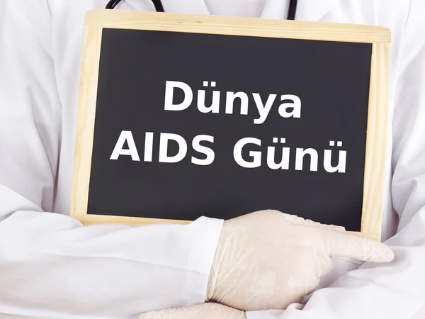 Lavagna: Giornata mondiale dell'AIDS: lingua turca — Foto Stock