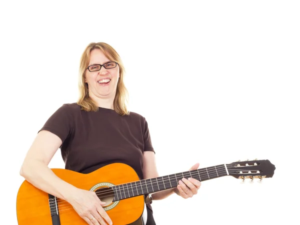 Mulher tocando guitarra — Fotografia de Stock