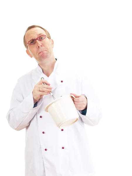 Chef with whisk and bowl — Stock Photo, Image