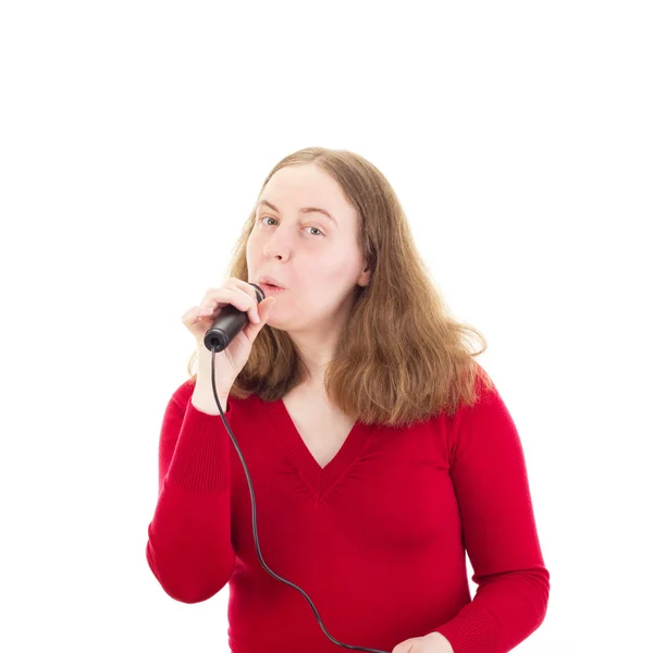 Mooie vrouw zingen en dansen — Stockfoto