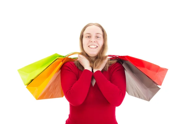 Mooie vrouw over shopping tour — Stockfoto