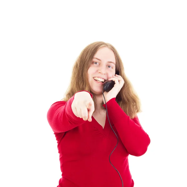 Young woman calling somebody — Stock Photo, Image