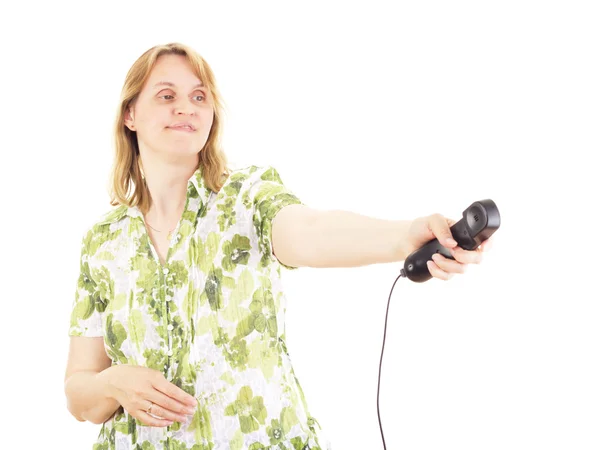 Beautiful woman calling somebody — Stock Photo, Image