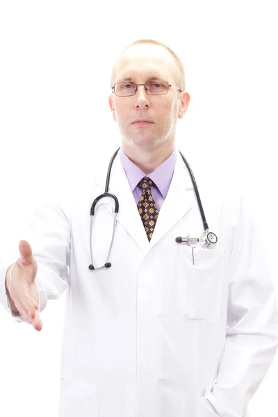 Arzt begrüßt Sie per Handschlag — Stockfoto