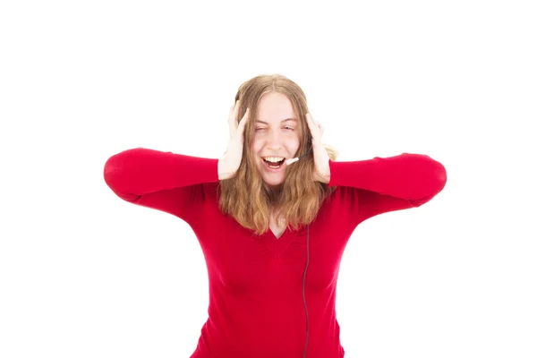 Jovem feliz ouvindo música alta — Fotografia de Stock