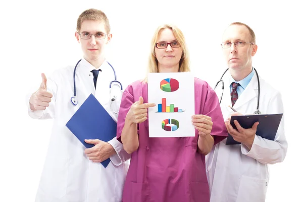 Team av läkare presentera goda undersökande resultat — Stockfoto