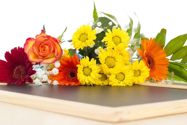 Happy Birthday and having joy over this beautiful bouquet! — Stock Photo, Image