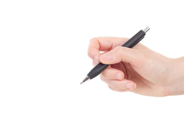 Caucasian hand with black colored pen — Stock Photo, Image