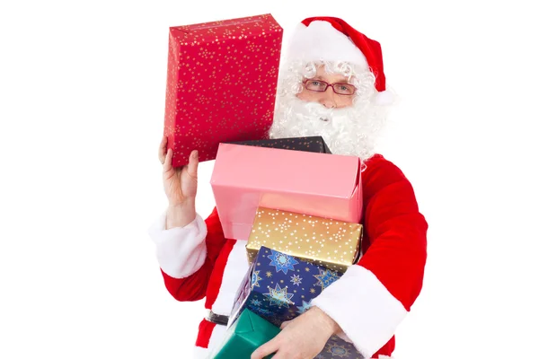 Santa Claus with lot of beautiful gifts — Stock Photo, Image