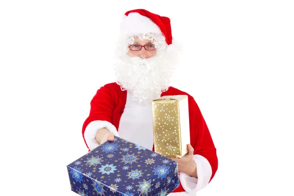 Bellissimo regalo blu dato da Babbo Natale — Foto Stock